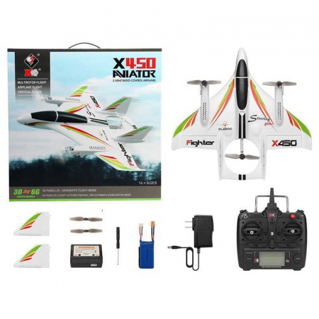 Радиоуправляемый самолет X450 VTOL 3D6G (вертикальный взлёт) 6CH EPO RTF 2.4G - XK-X450