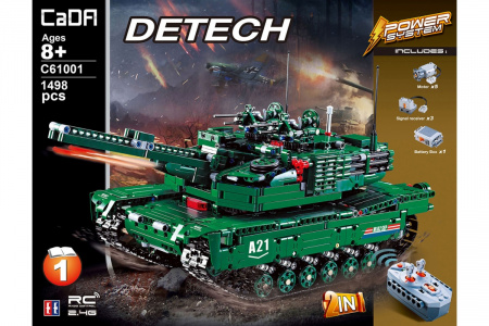 Конструктор Double E Cada Technics, Танк M1A2, 1498 деталей, пульт управления - C61001W