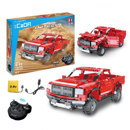 Радиоуправляемый конструктор CADA deTech красный пикап (549 деталей) - C51005W