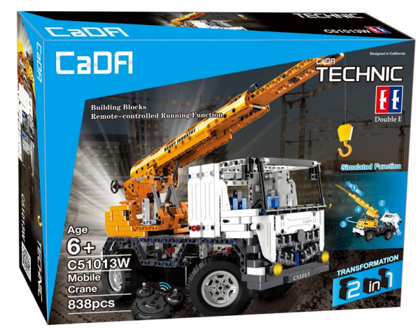 Радиоуправляемый конструктор автокран со стрелой / эвакуатор Cada Technics 2 в 1 - 2.4G - C51013W