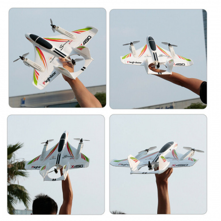 Радиоуправляемый самолет X450 VTOL 3D6G (вертикальный взлёт) 6CH EPO RTF 2.4G - XK-X450