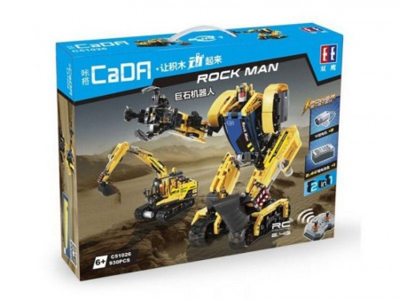 Радиоуправляемый конструктор CADA 2 в 1 экскаватор ROCK MAN (930 деталей) - C51026W