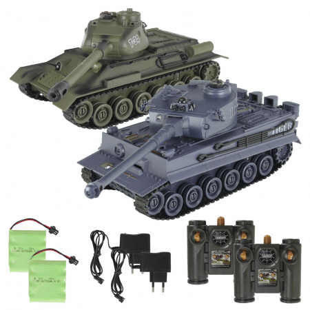 Радиоуправляемый танковый бой Русский Т34 и Немецкий TIGER 2.4G - ZEG-99824